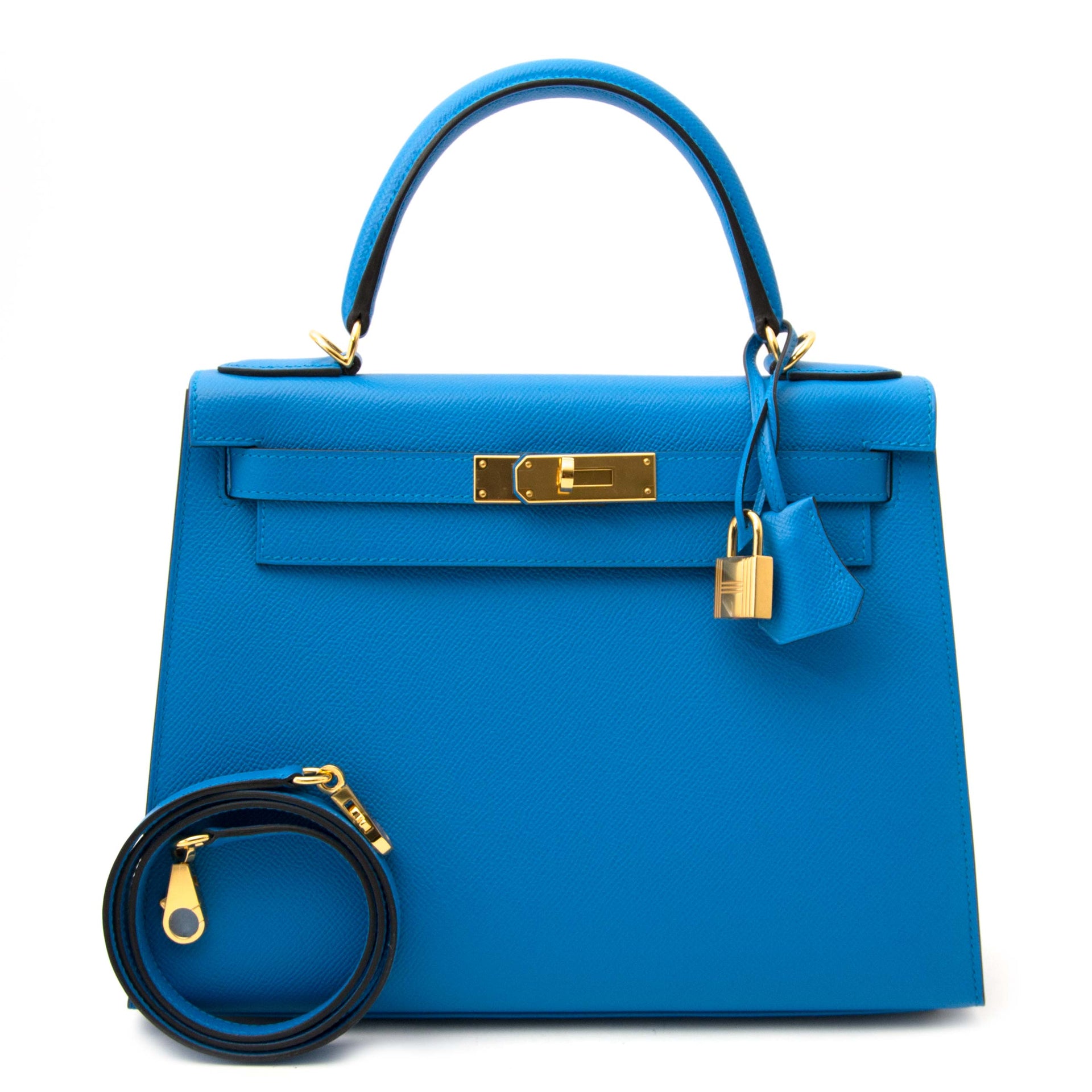 worldwide shipping brand new Hermès Kelly Sellier 28 Epsom Bleu Zanzibar GHW