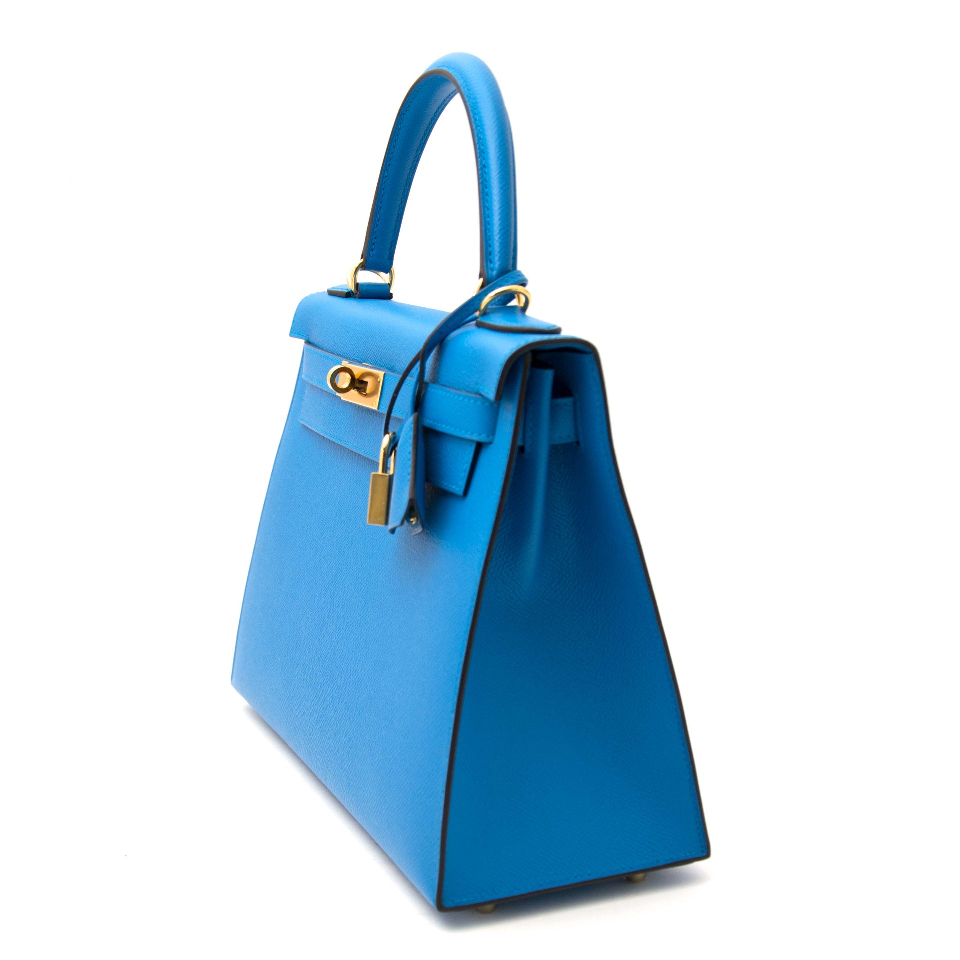 looking fer christmas gift ? brand new never used Hermès Kelly Sellier 28 Epsom Bleu Zanzibar GHW