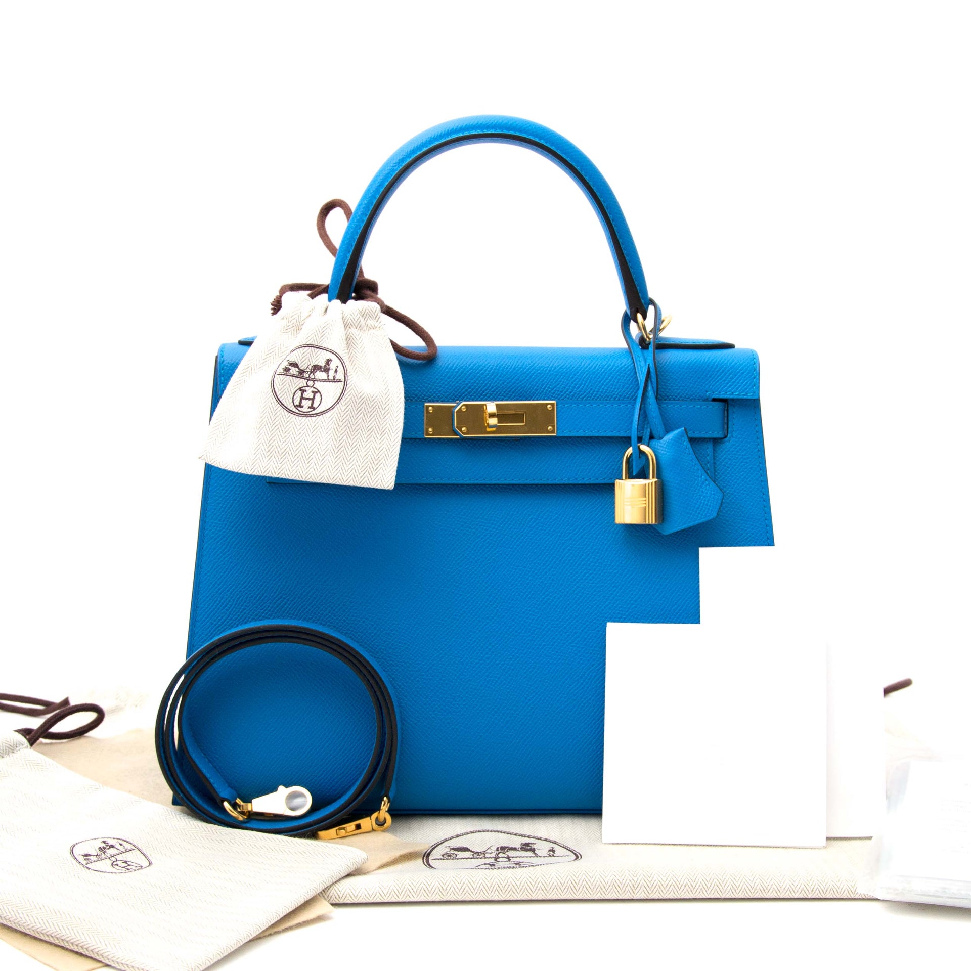koop veilig online aan de beste prijs Hermès Kelly Sellier 28 Epsom Bleu Zanzibar GHW
