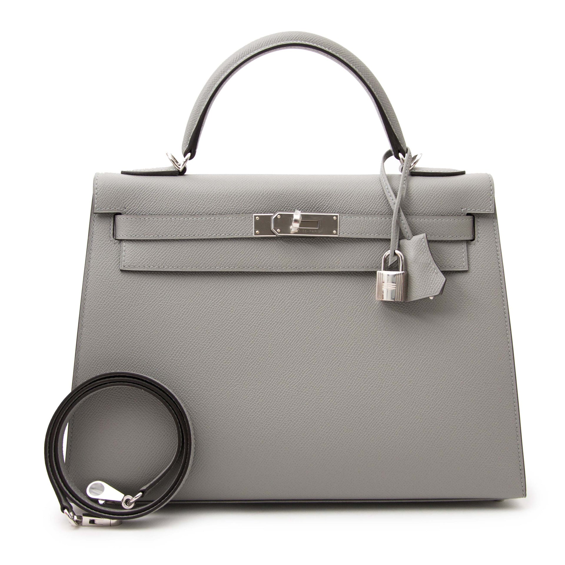 Hermès Kelly Sellier 32 Epsom Gris Mouette PHW for sale in Belgium Antwerp, www.labellov.com, band new Hermès Kelly Sellier 32 Epsom Gris Mouette PHW bags, 100% authentic and a real musthave.