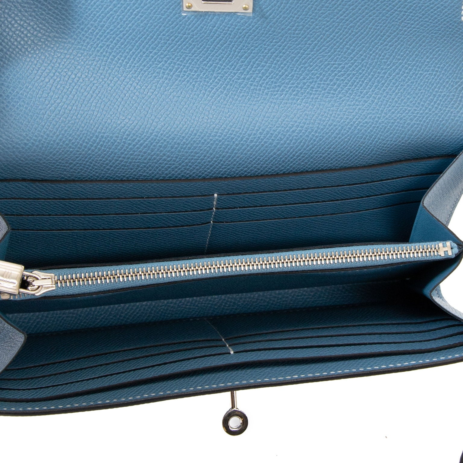 hermes kelly portefeuille blue jean veau empson seconde-à-main à vendre à labellov vintage webshop de mode belgique