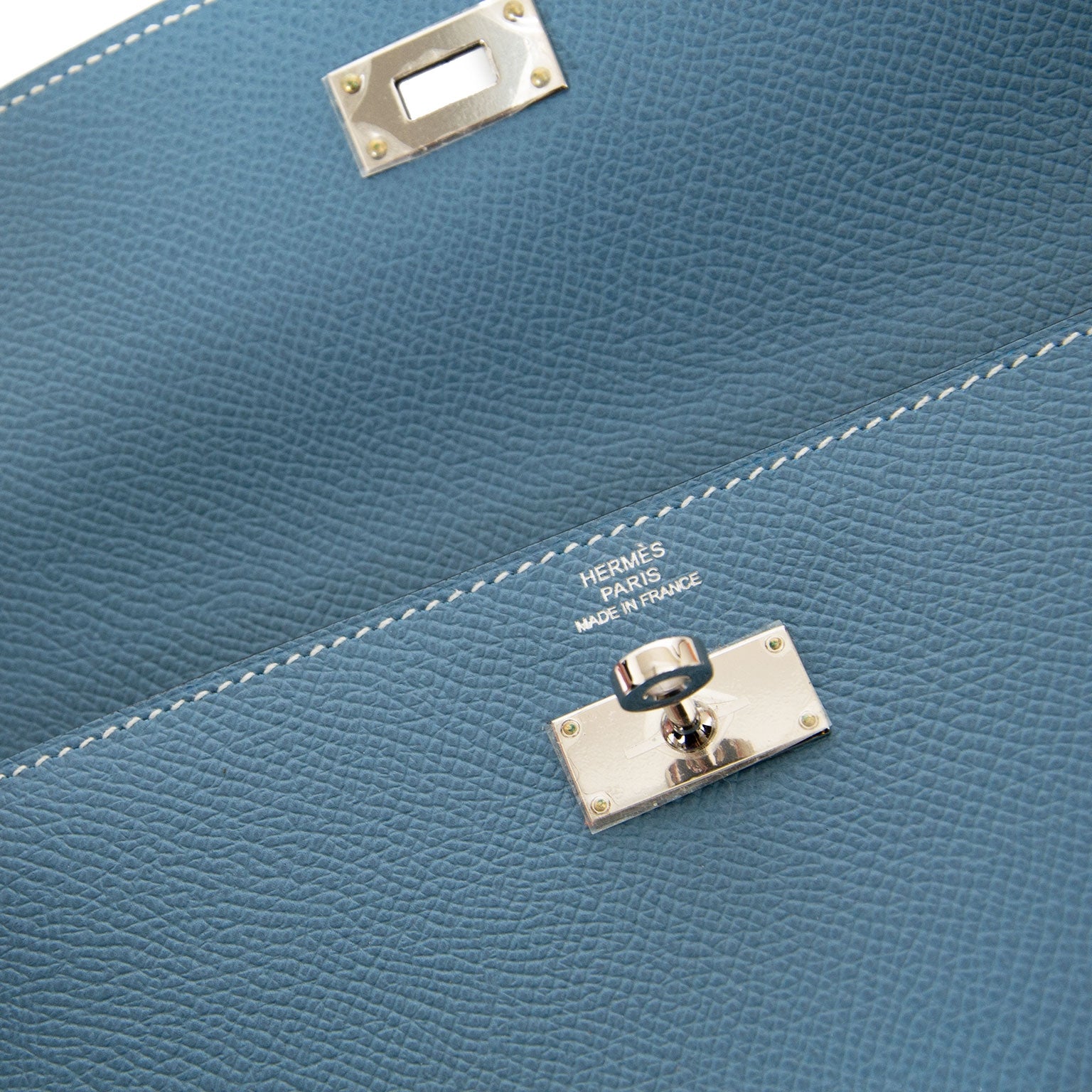 hermes kelly portefeuille blue jean veau empson seconde-à-main à vendre à labellov vintage webshop de mode belgique