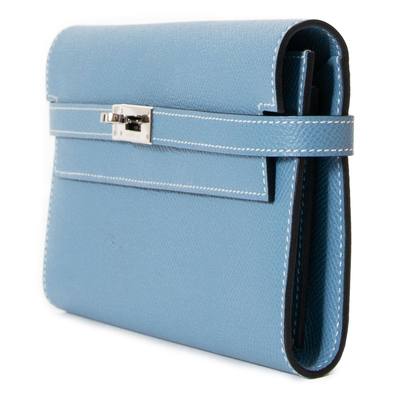 Hermes Kelly Wallet Blue Jean Veau Epsom now for sale at labellov vintage fashion webshop belgium