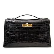 Hermès Kelly Mini Pochette Shiny Alligator Black GHW