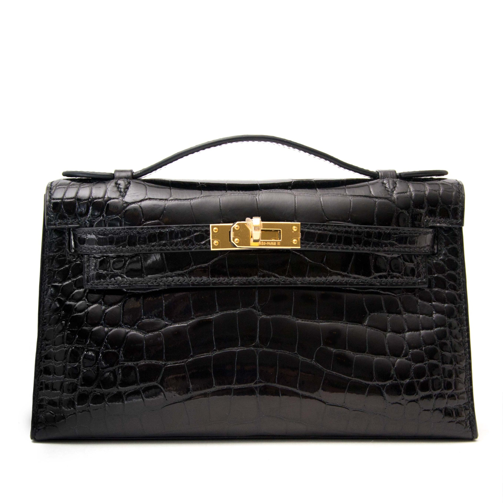 Hermès Kelly Mini Pochette Shiny Alligator Black GHW
