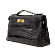 Hermès Kelly Mini Pochette Shiny Alligator Black GHW