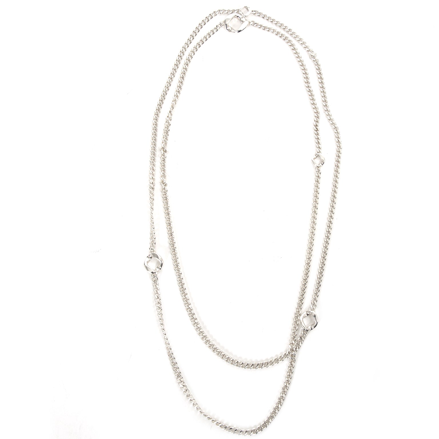 Hermès Sautoir Agora PM Silver Necklace now for sale at labellov vintage fashion webshop belgium