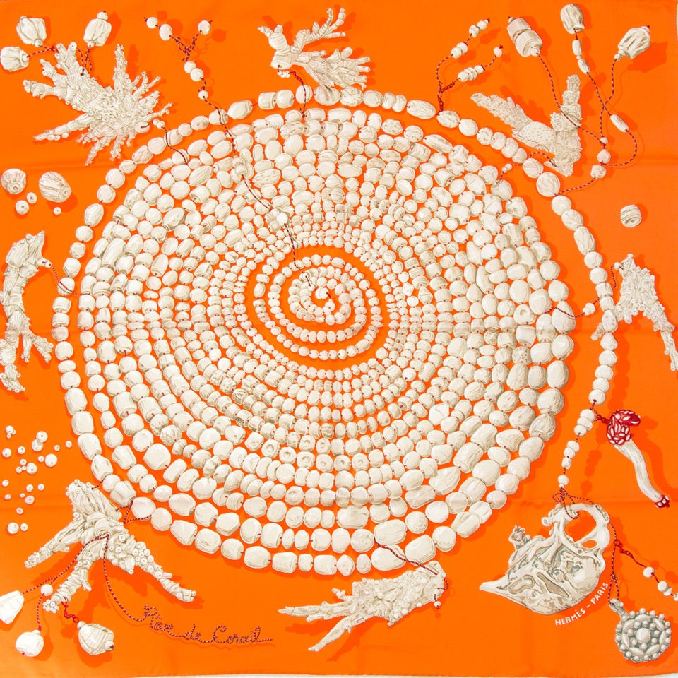 Secondhand Hermes Scarf Foulard Carre 'Rêve de corail' for the best price online available on Labellov