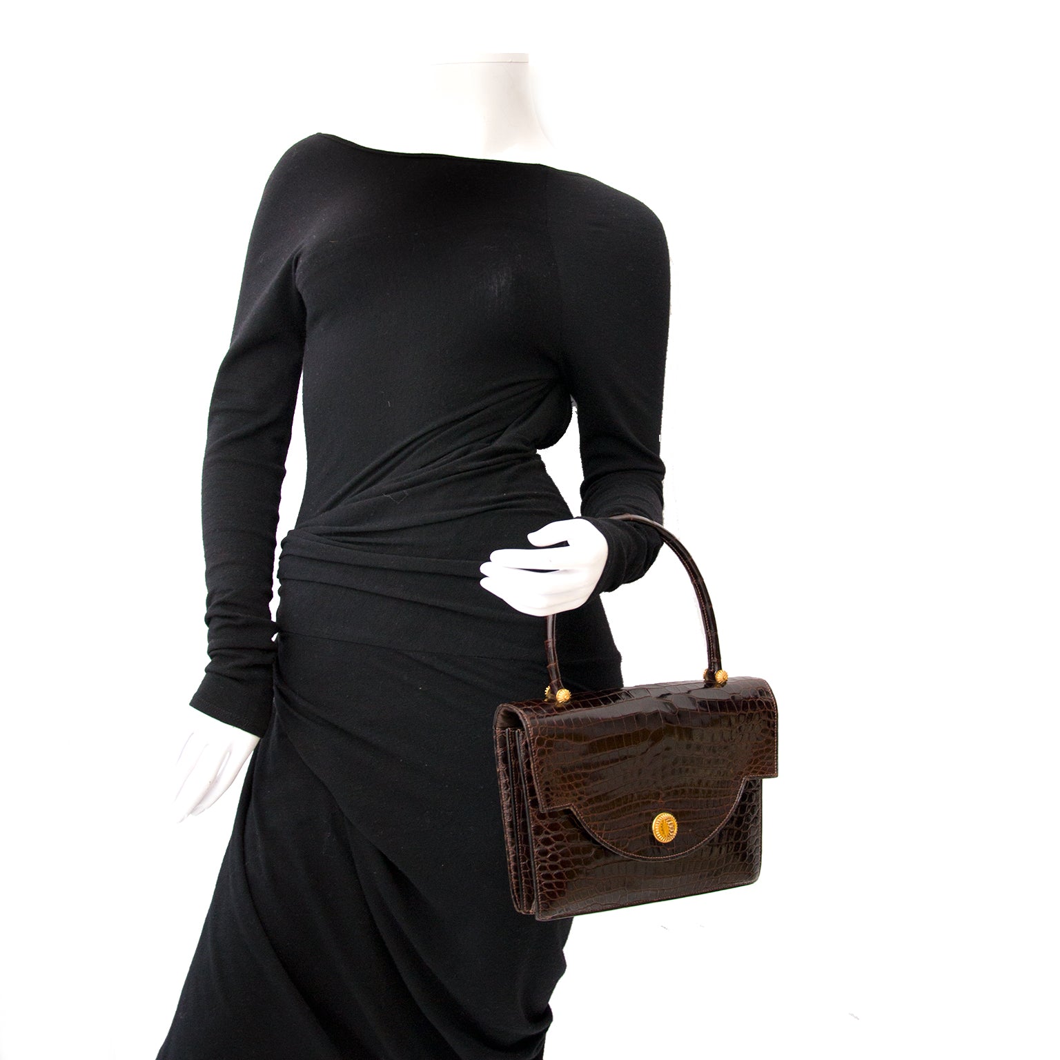 Hermès Brown Croco Top Handle bag