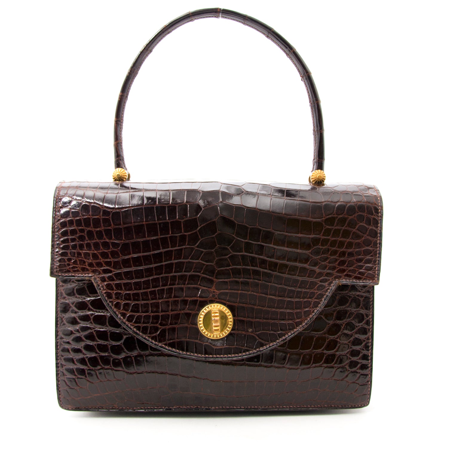 Hermès Brown Croco Top Handle bag