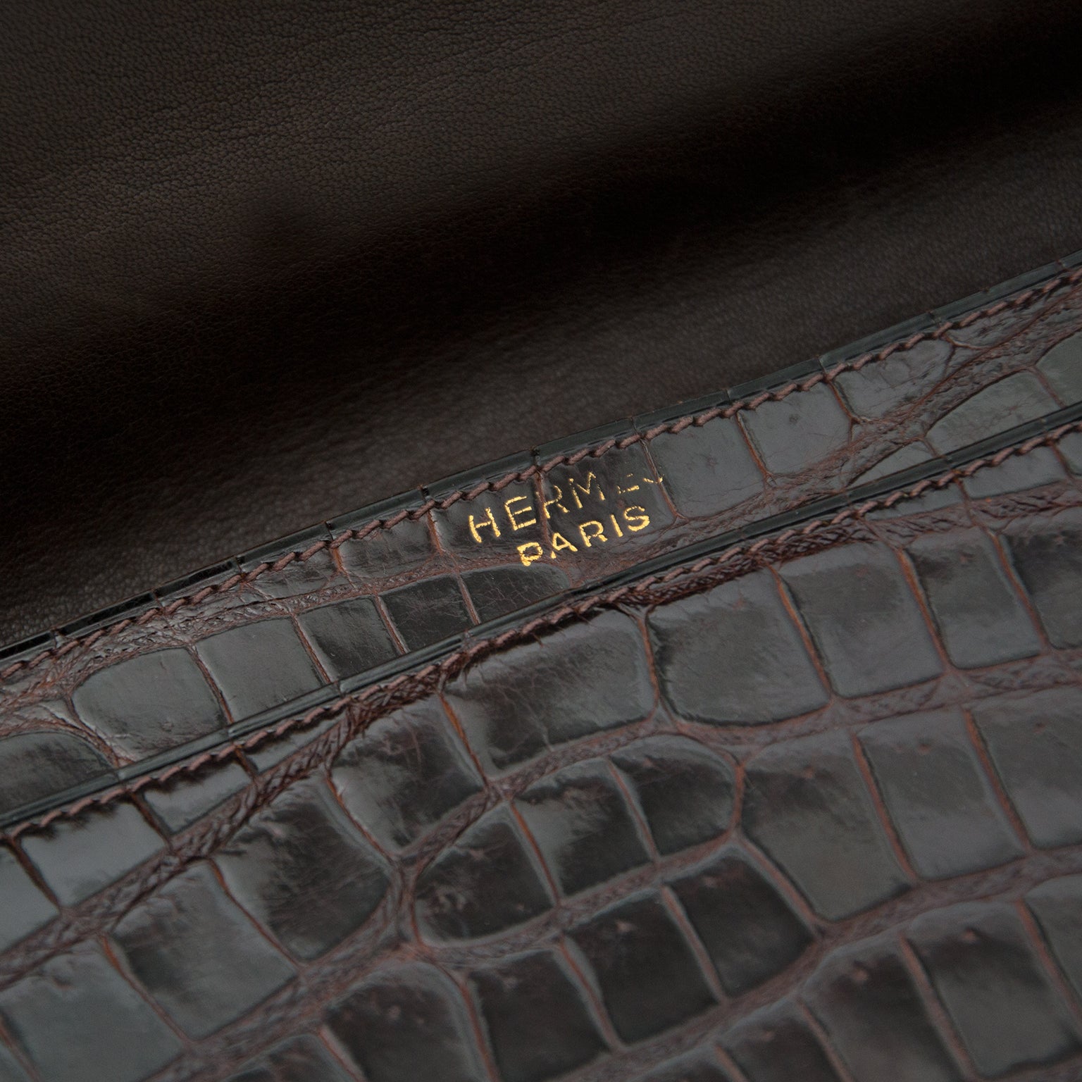 Hermès Brown Croco Top Handle bag
