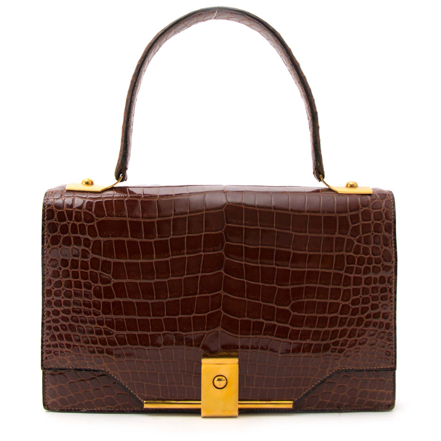 koop veilig online aan de beste prijs Hermes Vintage Croco Shoulder Bag
