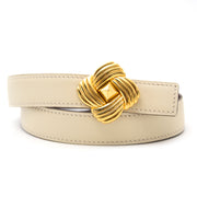 Hermes cream brown belt with gold flower now online at labellov.com