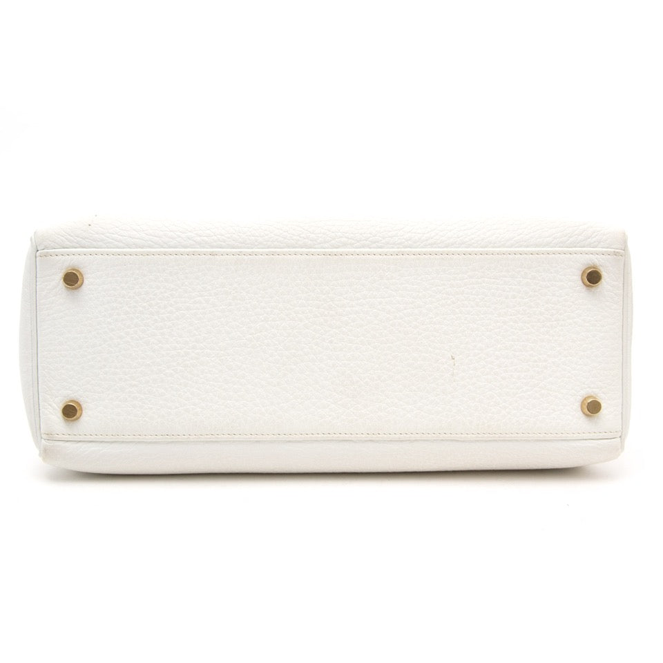 Hermès White Kelly 32cm Clemence Taurillon GHW real real 100% authentic Hermès White Kelly 32cm Clemence Taurillon GHW