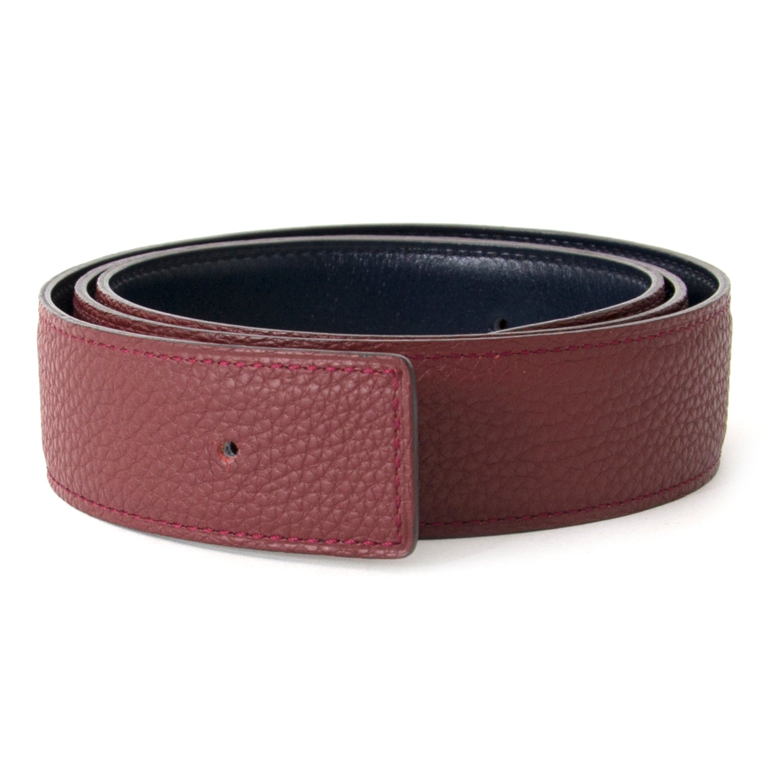 shop your designer Hermès Reversible Bordeaux Blue Belt leather worldwide shipping real real designer luxury