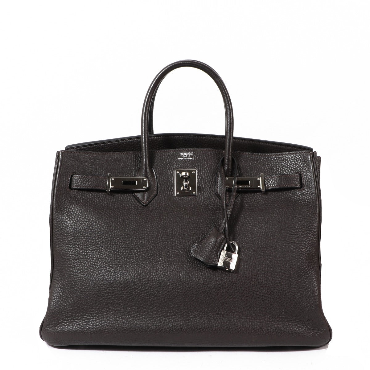 Buy authentic second hand luxury designer Hermès Birkin 35 Ebene Togo Palladium Hardware on labellov.com