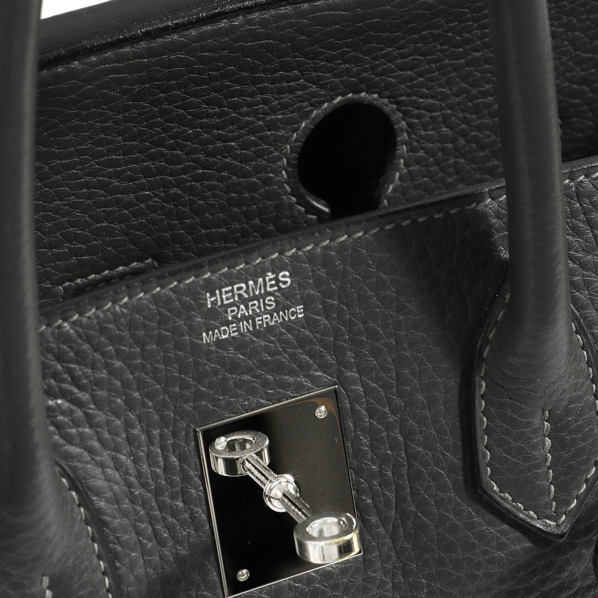 Hermès Birkin 35 Graphite Clemence Logo stamp detail