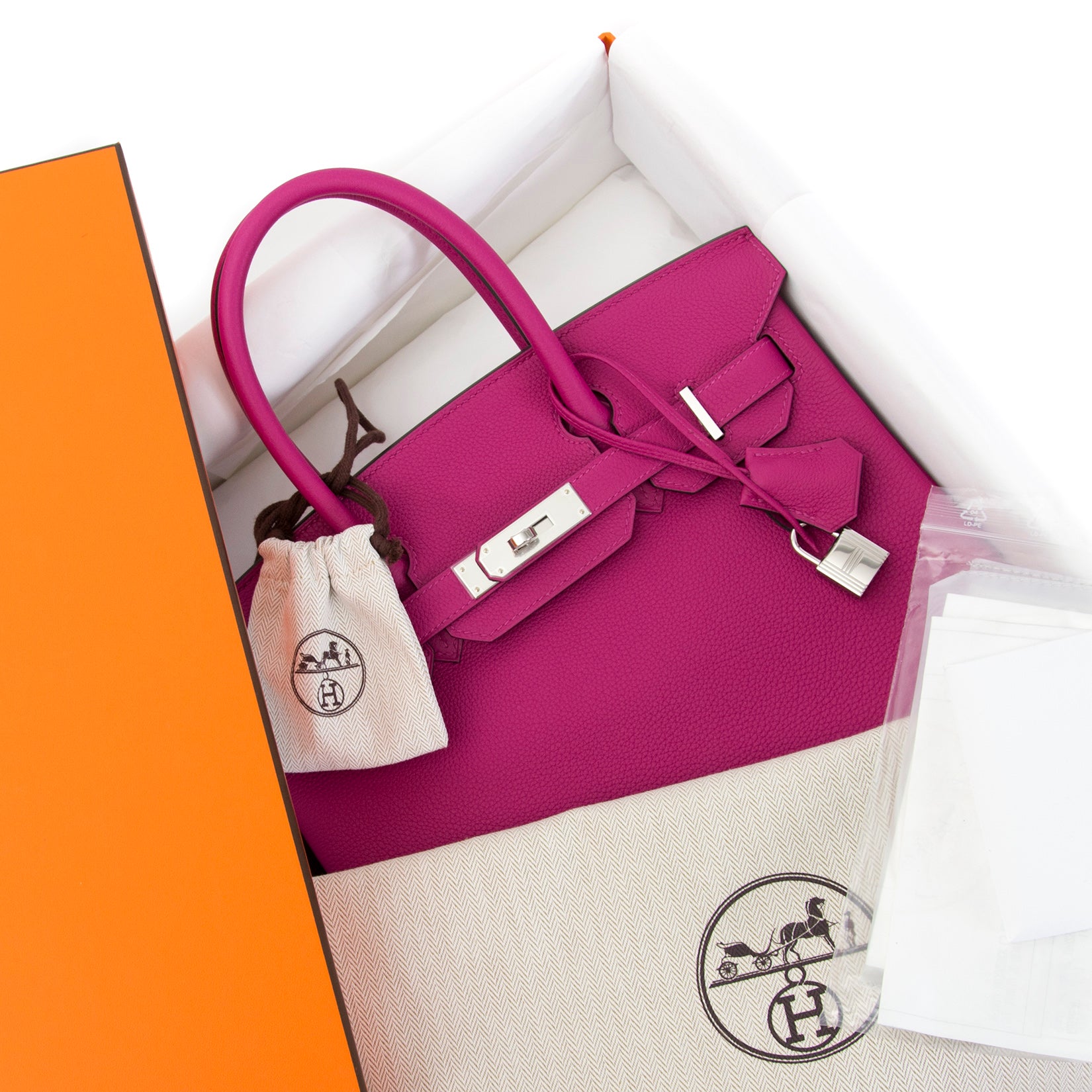 * NEVER USED* Hermès Birkin 30cm veau togo Rose Pourpre PHW