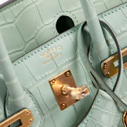 hermes birkin green alligator logo stamp detail