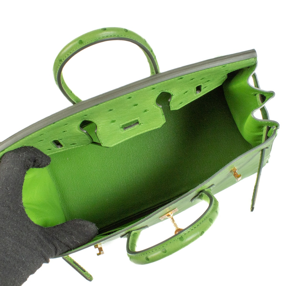 Hermès Birkin 25 Vert Yucca Autruche GHW