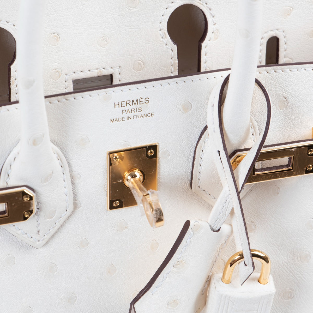Hermès Birkin 25 Nata Ostrich Logo detail