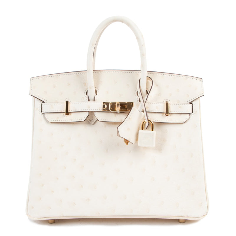Hermès Birkin 25 Nata Ostrich Gold Hardware