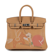 Very limited rare Hermès Birkin 25 In & Out Swift Biscuit PHW