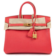 Shop authentic second hand luxury designer Hermès Birkin 25 Horseshoe Lime/Bougainvillier Chevre Mysore GHW at Labellov.