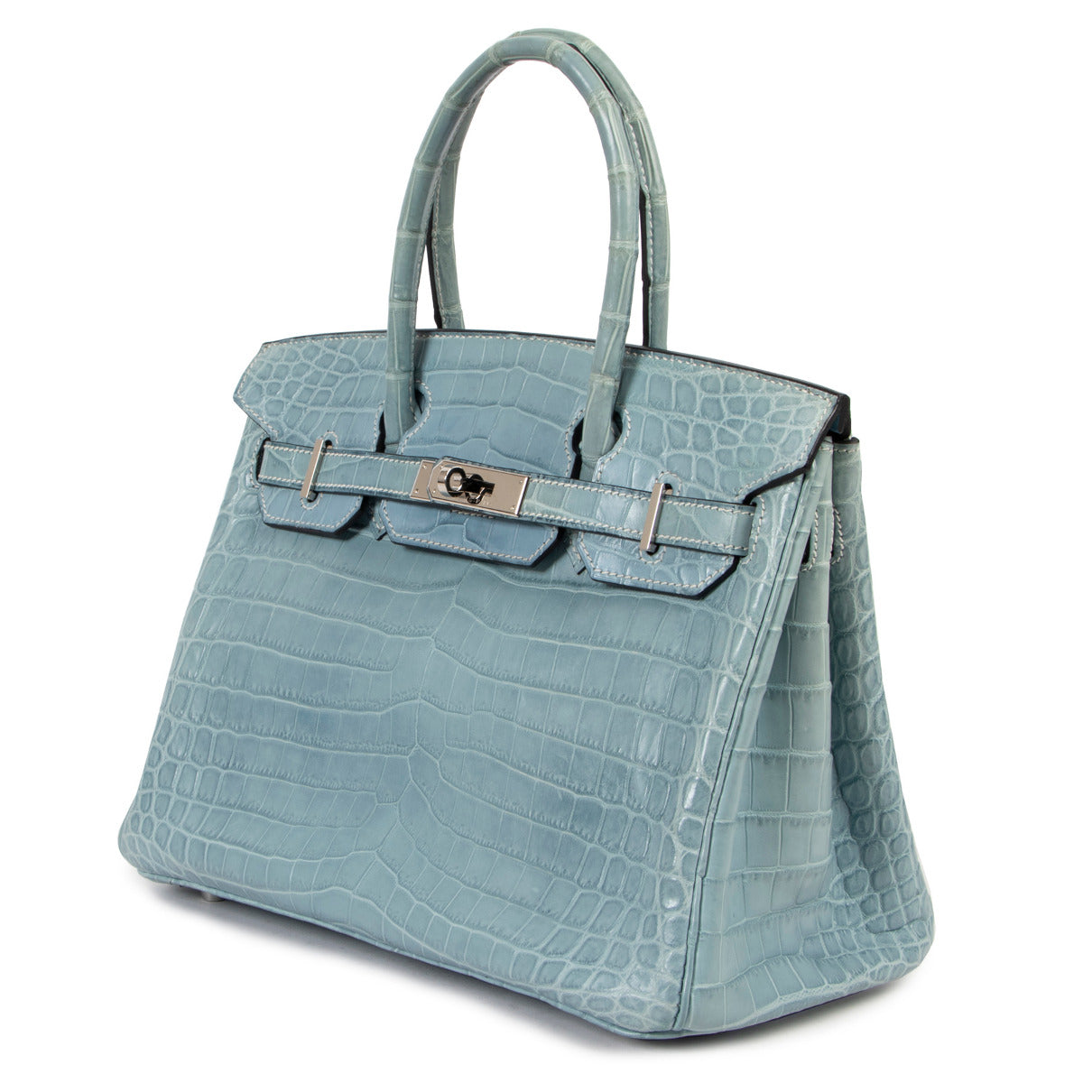 Hermès Birkin 25 Bleu Ciel Croco Niloticus PHW for the best price at Labello secondhand designer bags for the best price. We buy and sell your designer bags online at Labellov.