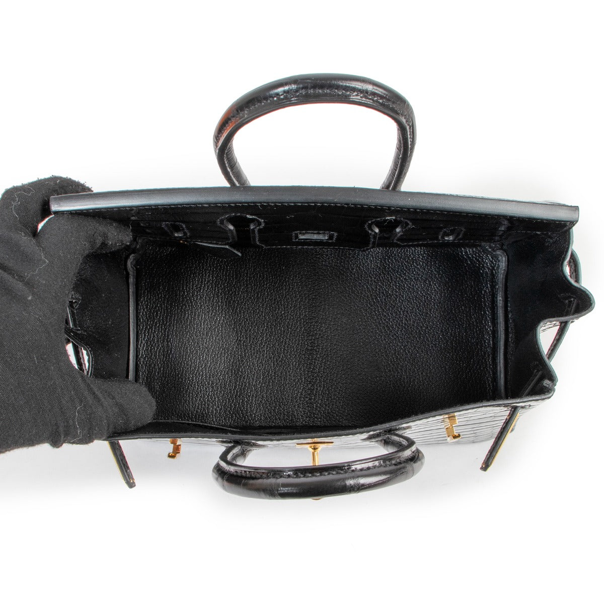 Shop authentic second hand luxury designer Hermès Birkin 25 Black Crocodile Niloticus Lisse GHW at Labellov