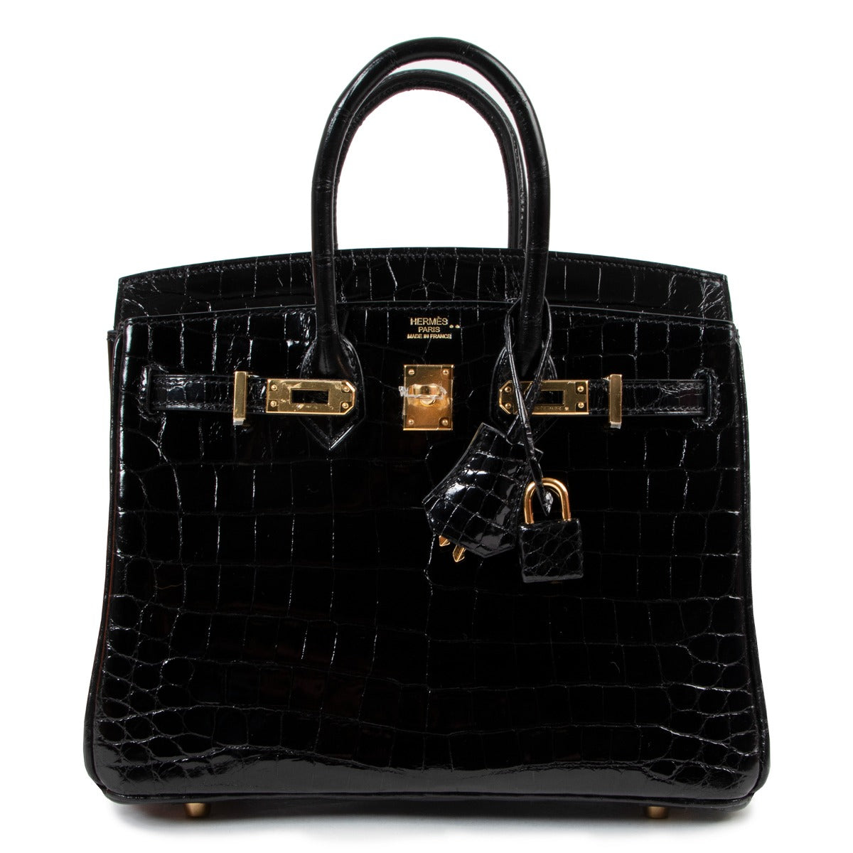 Shop authentic second hand luxury designer Hermès Birkin 25 Black Crocodile Niloticus Lisse GHW at Labellov