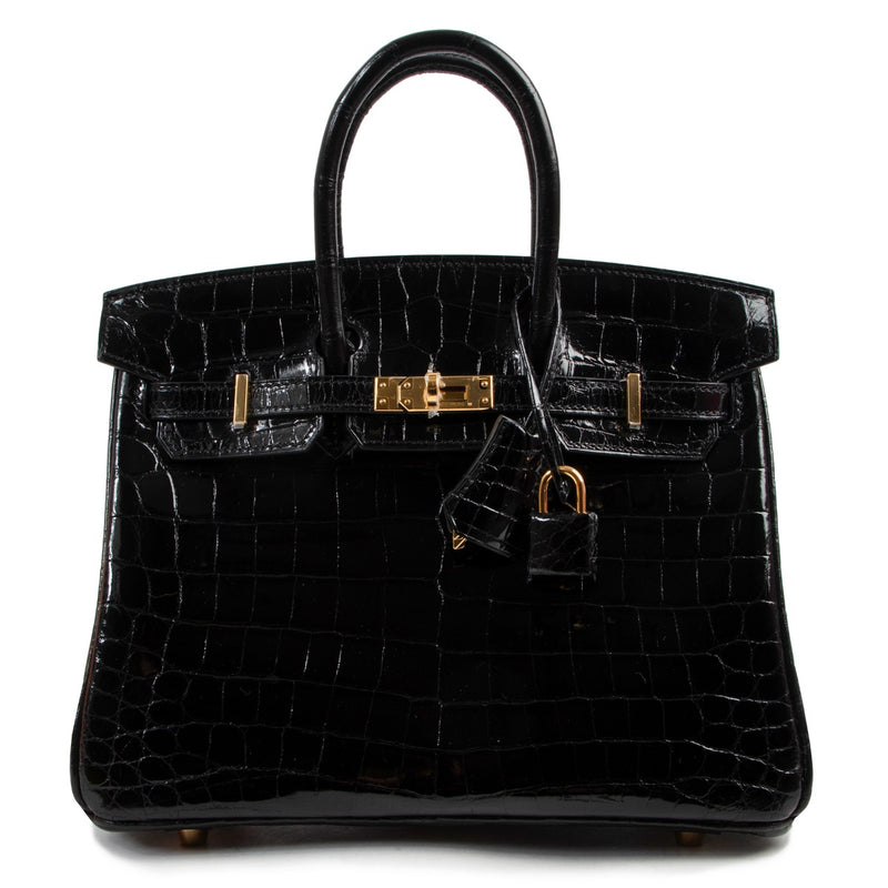 Shop authentic second hand luxury designer Hermès Birkin 25 Black Crocodile Niloticus Lisse GHW at Labellov