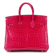 Back of the exclusive and ellusive Hermès Birkin 25 Porosus Rose Mexico PHW