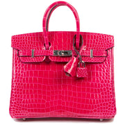 Hermès Birkin 25 Porosus Rose Mexico PHW for the best price at Labellov secondhand luxury. Buy and sell with confidence online. Collectors items, Hermes specialists.