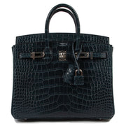 100% authentic collector piece Hermès Birkin 25 Vert Rousseau Alligator Mississippi GHW