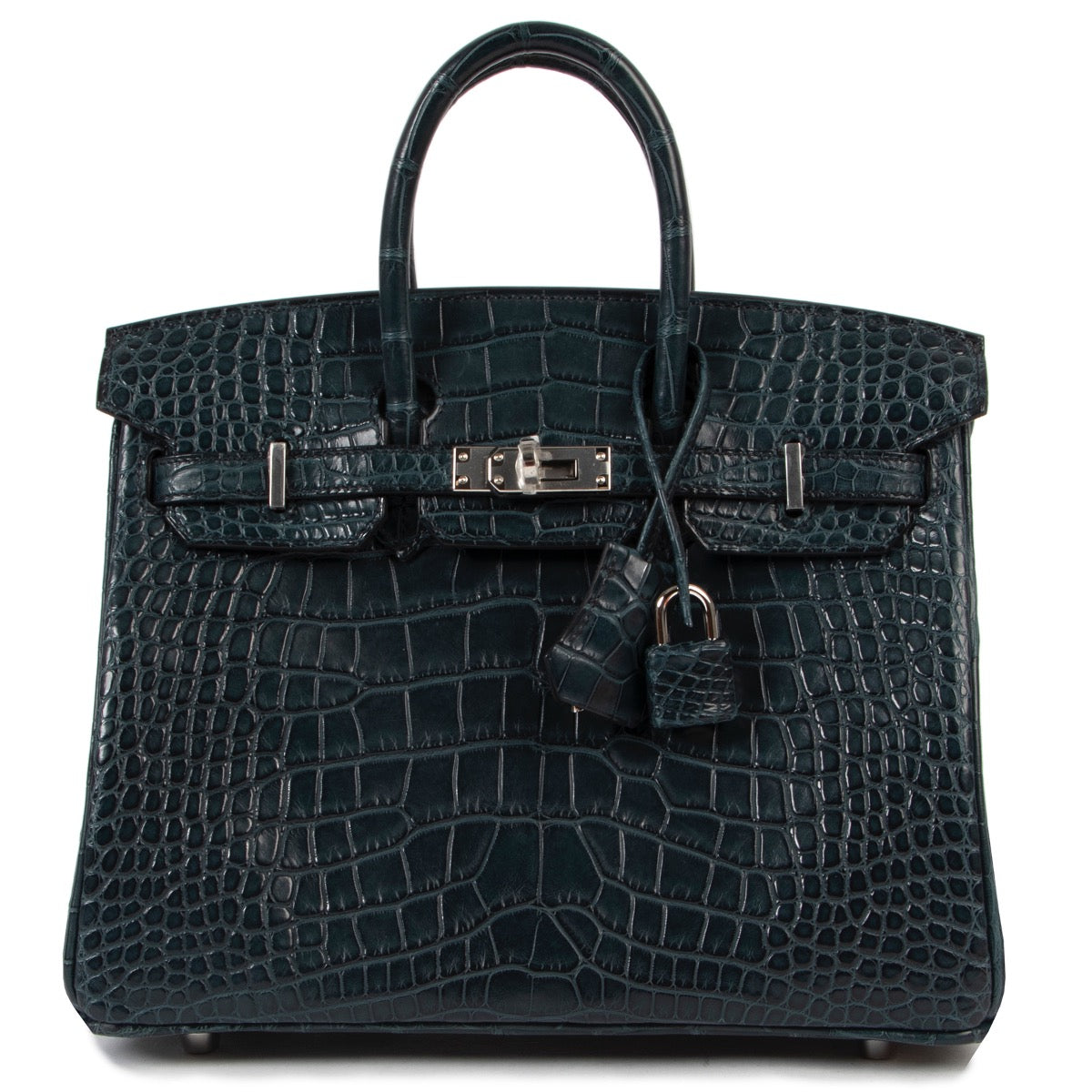 secondhand Hermès Birkin 25 Vert Rousseau Alligator Mississippi GHW