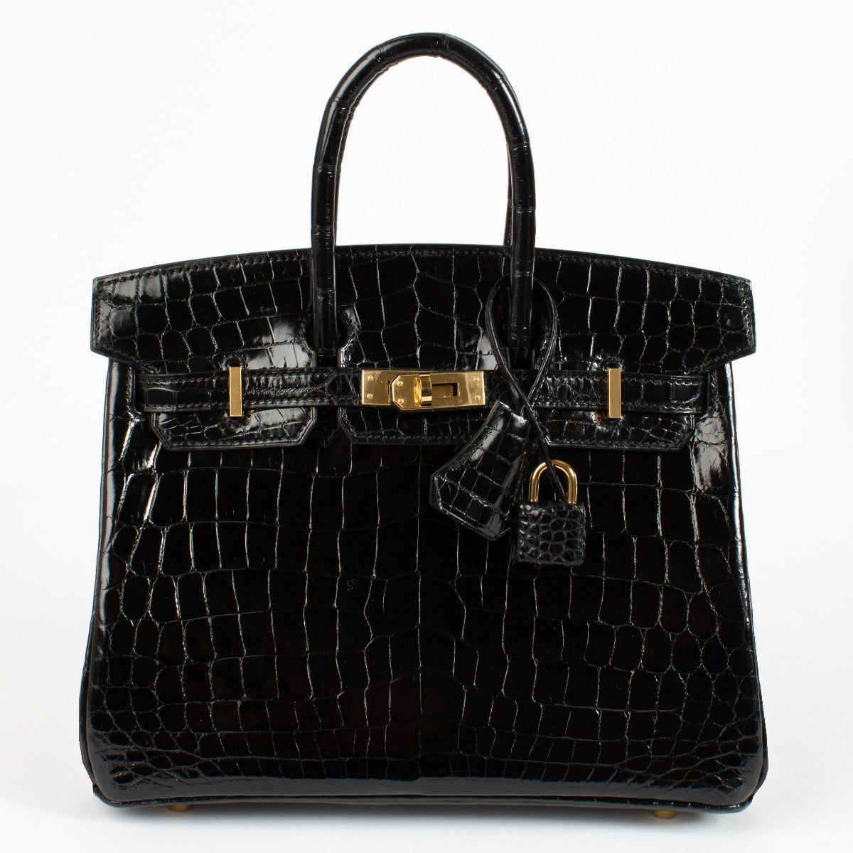 2021 Hermès Birkin 25 Black Shiny Crocodile Niloticus GHW on www.labellov.com