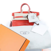 Hermès Birkin 25 Braise Shiny Crocodile Porosus PHW