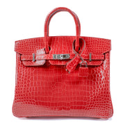 Hermès Birkin 25 Braise Shiny Crocodile Porosus PHW