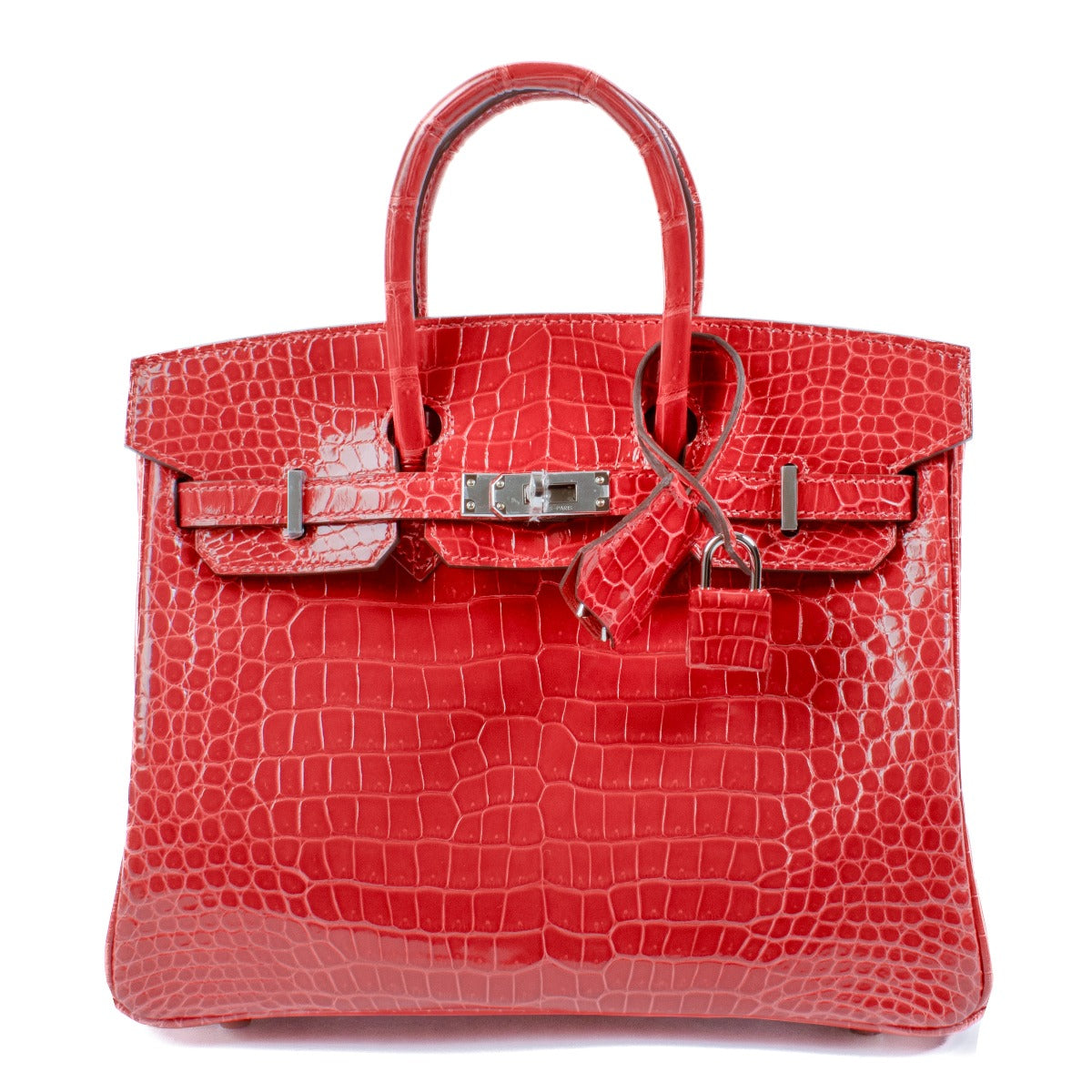 Hermès Birkin 25 Braise Shiny Crocodile Porosus PHW