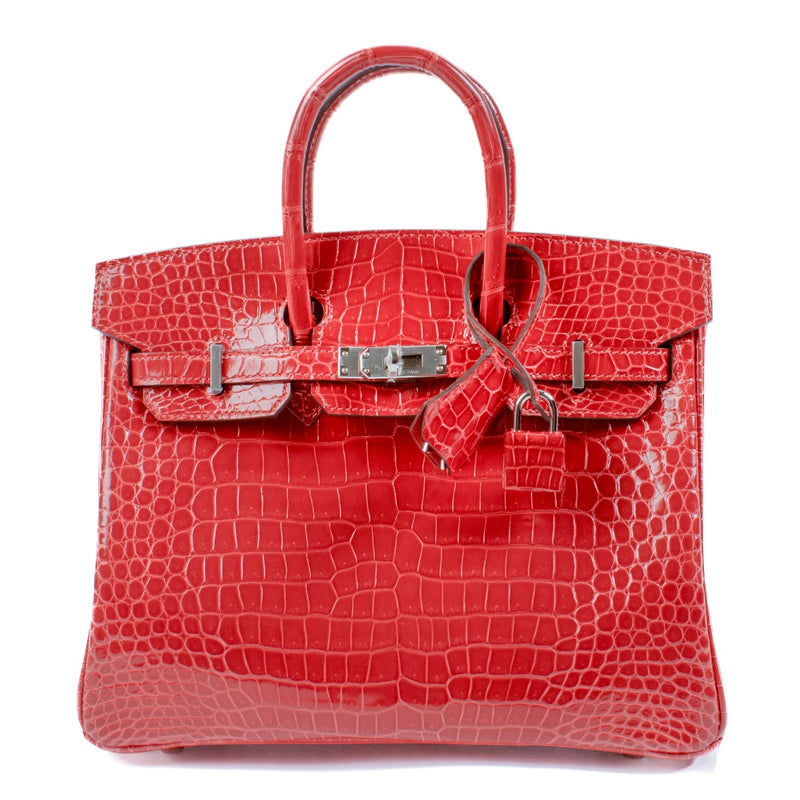 Hermès Birkin 25 Braise Shiny Crocodile Porosus PHW