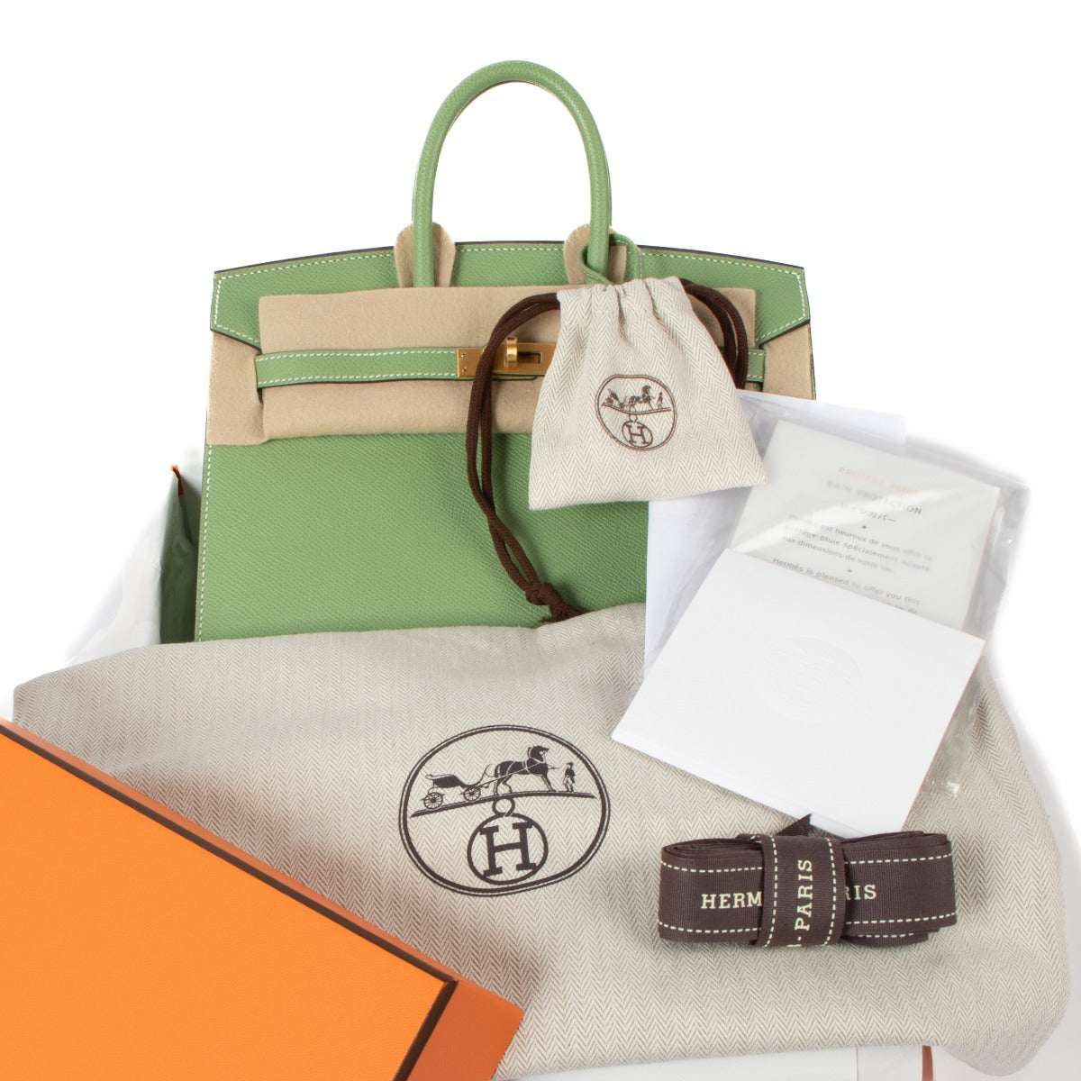 2023 Hermès HSS Birkin 25 Verso Vert Criquet/Vert Fonce Epsom Brushed Gold Hardware
