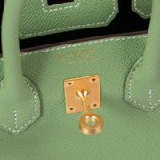 Authentic second hand Hermès HSS Birkin 25 Verso Vert Criquet/Vert Fonce Epsom Brushed Gold on www.labellov.com