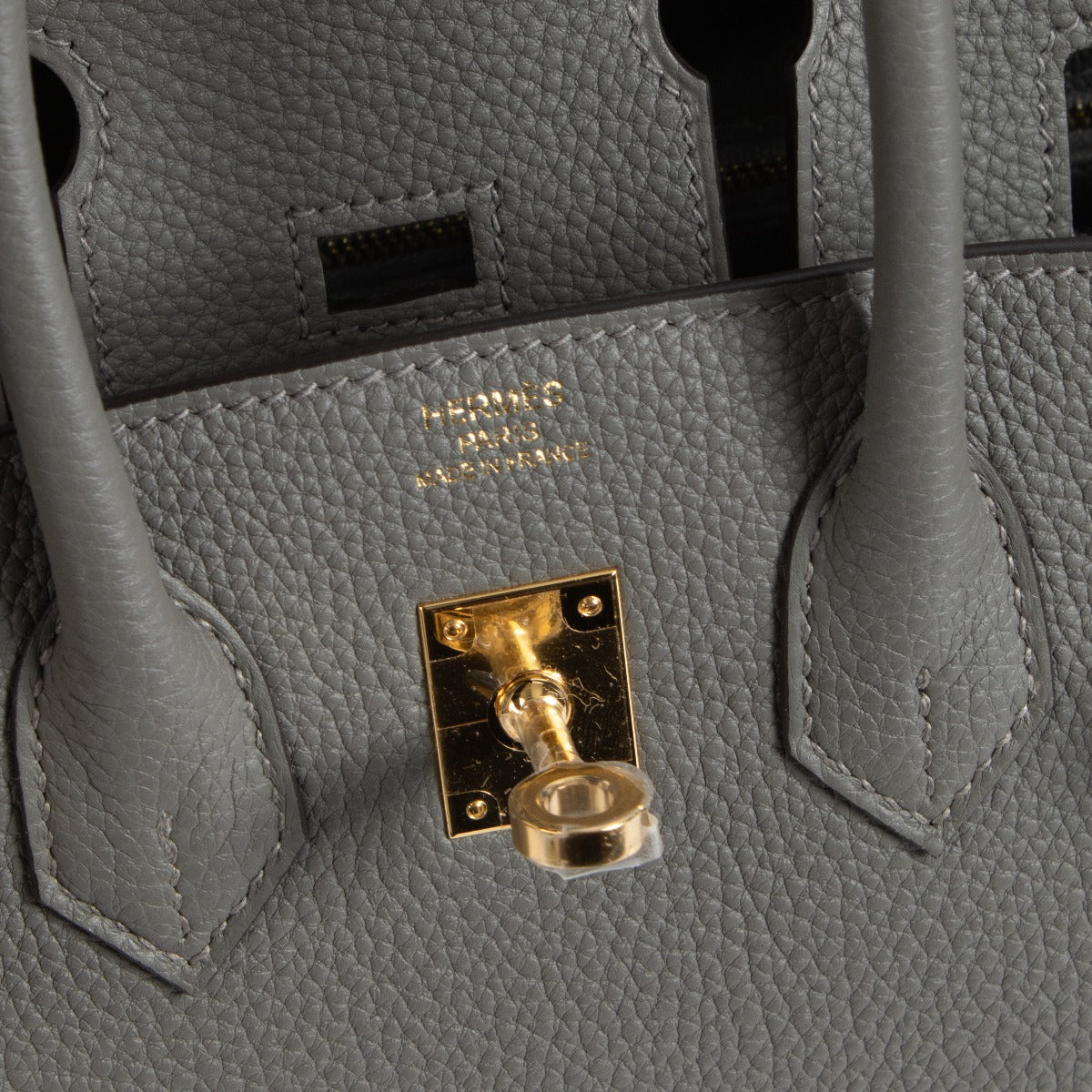 birkin 25 hermes, hermes birkin 25, hermes birkin 25 gris meyer, hermes birkin 25 grey, hermes birkin 25 gray logo stamp detail