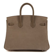 Shop authentic second hand 2023 Hermès Birkin 25 Gris Caillou/Etoupe Grizzy/Swift on www.labellov.com
