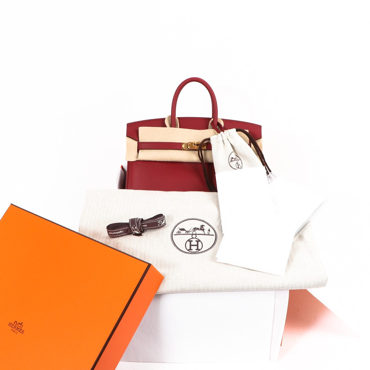 BRAND NEW SECOND HAND HERMES BIRKIN 25 ROUGE VIF