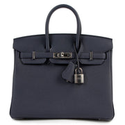 authentic second hand Hermès Birkin 25 Togo Bleu Nuit Palladium Hardware at labellov.com