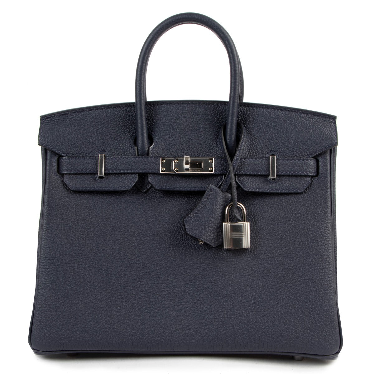 authentic second hand Hermès Birkin 25 Togo Bleu Nuit Palladium Hardware at labellov.com