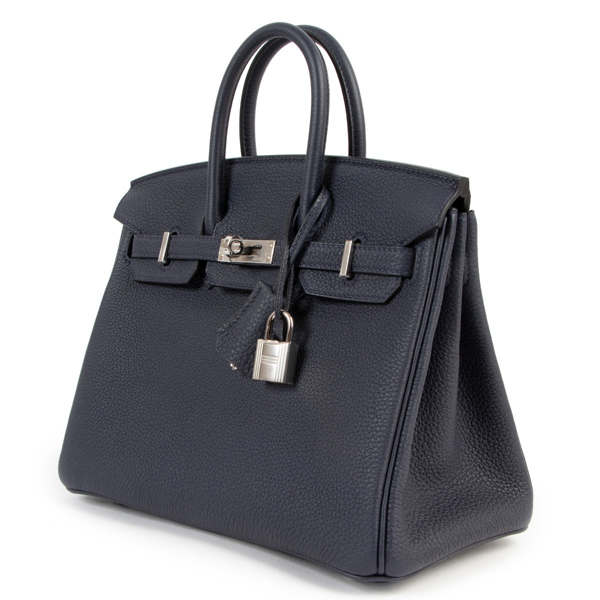 authentic second hand Hermès Birkin 25 Togo Bleu Nuit Palladium Hardware at labellov.com