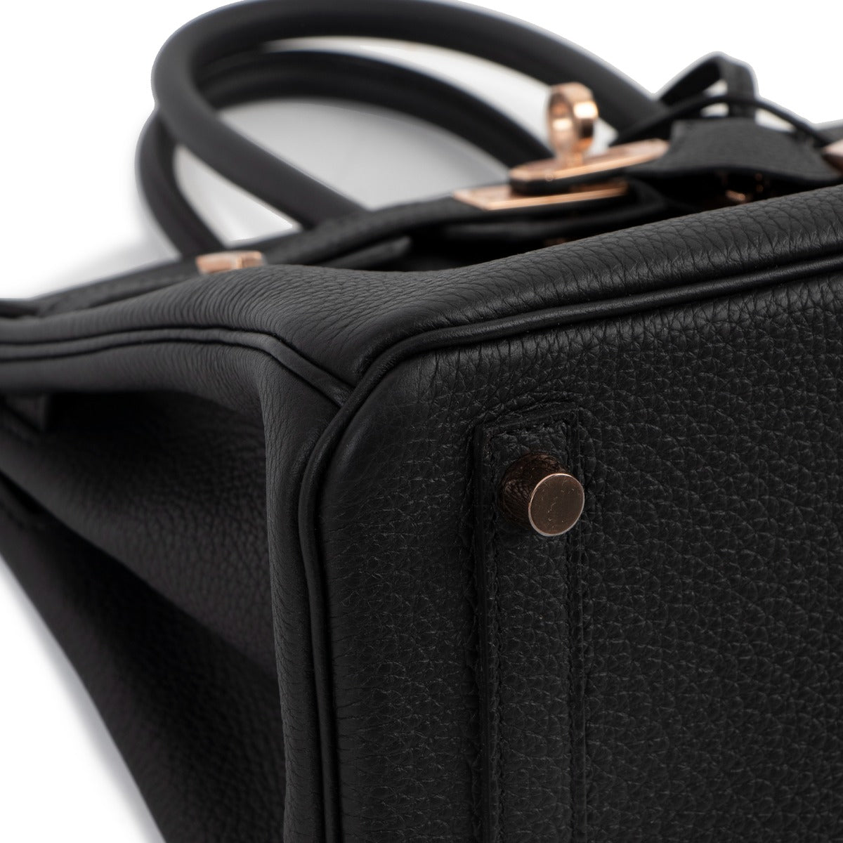 Hermes birkin 25 togo black rose gold hardware detail